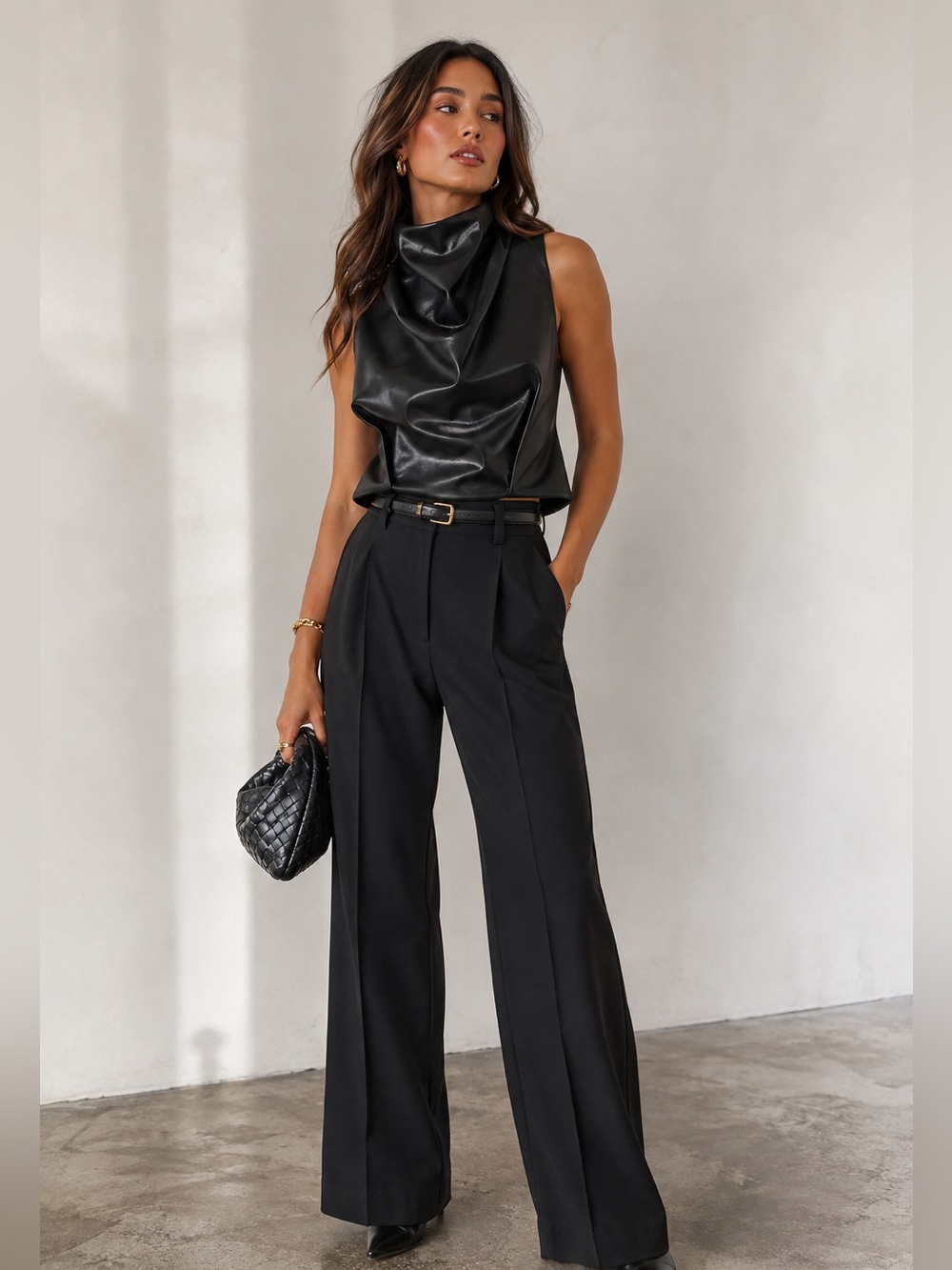 Robert Rodriguez NWT Faux Leather Drape Top